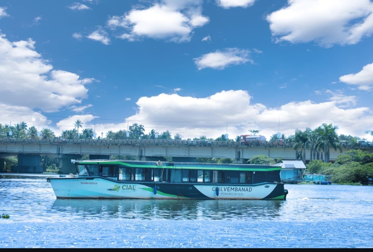 Electric passenger boat on calm water